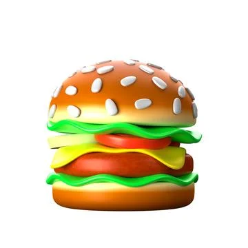 Pork burger 3D. Stock Illustration