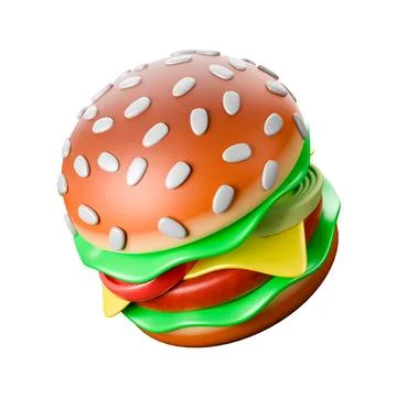 Pork burger 3D. Stock Illustration