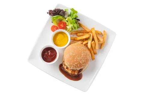 Pork burger set Stock Photos