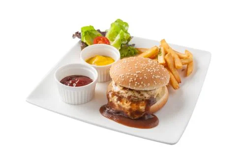 Pork burger set Stock Photos