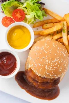 Pork burger set Stock Photos