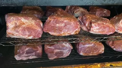 Pork butt on a grill Vídeo Stock 135041998