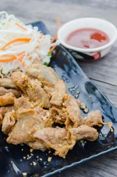 Pork chitterlings fried Foto stock