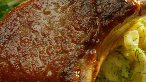 Pork Chop Plated Finished Video stock 121362552
