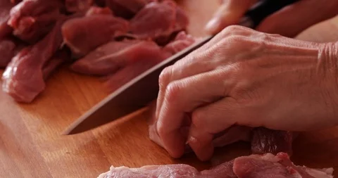 Pork chopping, close-up Stock Footage 107904301