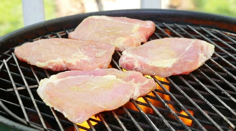 Pork Chops On The Grill Stock Footage 51828260