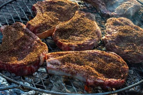 Pork Chops on the Grill Stock Photos