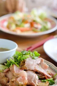 Pork on dish 스톡 사진