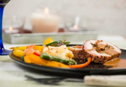 Pork fillet dinner Stock Photos
