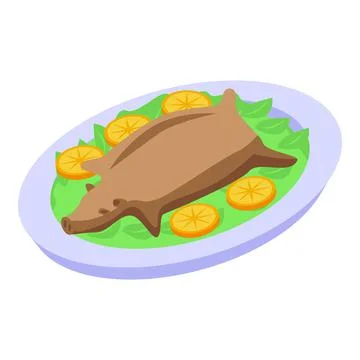 Pork food icon isometric vector. Portugal cuisine Stock Illustration