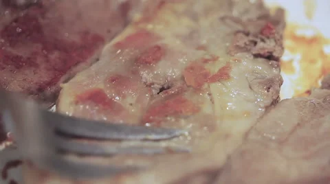 Pork on a frying pan Video stock 55662601