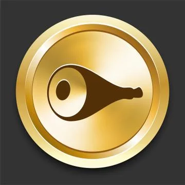 Pork on Golden Internet Button Stock Illustration