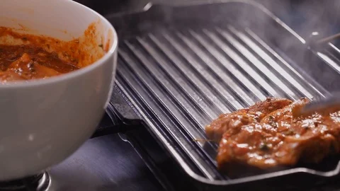 Pork On Grill Video stock 123257550