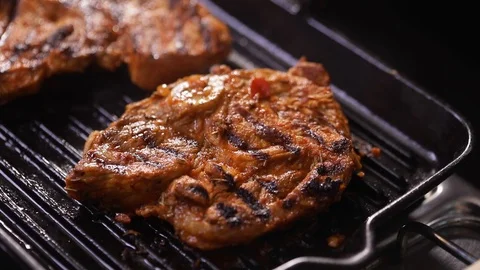 Pork On Grill Video stock 123258671
