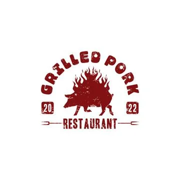 Pork Grill Logo Stock Illustration