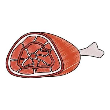 Pork ham isolated scribble Stock Illustration