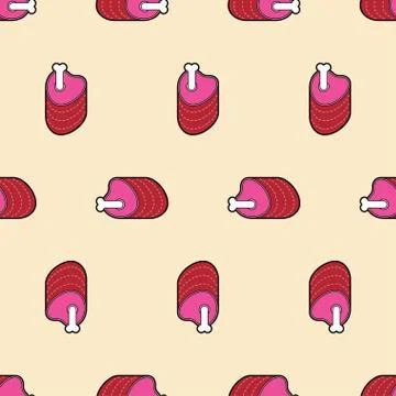Pork ham pattern seamless. Bone meat background Illustrazione stock