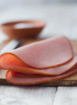Pork ham slices Stock Photos