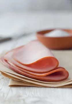 Pork ham slices Stock Photos