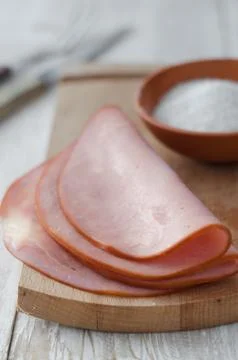 Pork ham slices Stock Photos