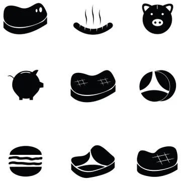 Pork icon set Stock Illustration