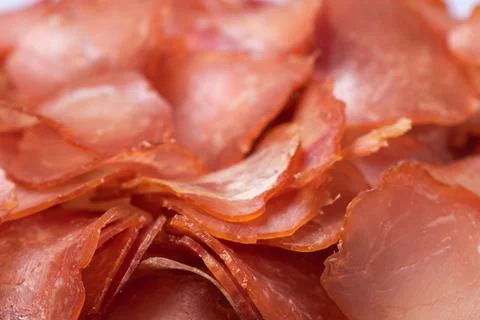 Pork Jerky slice meat background. Close up Stock-Fotos
