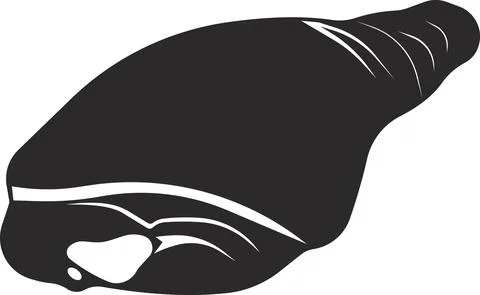 Pork leg, ham. Flat black silhouette. Pets. Vector image. Illustrazione stock