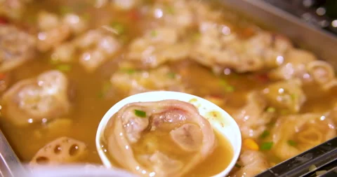 Pork legs on the bone Roasted pork knee on dish, traditional czech republic food Stock Footage 291417272