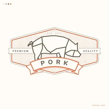 Pork linear logo Stock Illustration