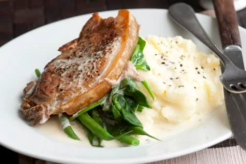 Pork with mashed potatoes Stock-Fotos