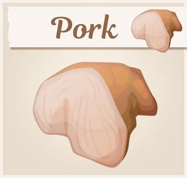Pork meat fillet vector icon, steak cut cartoon food illustration, smoked meat Ilustração Stock
