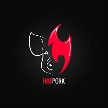 Pork meat fire concept menu design background Stock Illustration