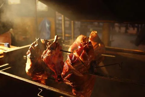 Pork meat of fire Stock Photos