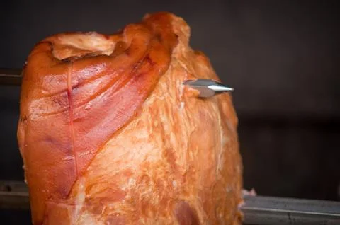 Pork meat grilled on an open fire . Stock Photos