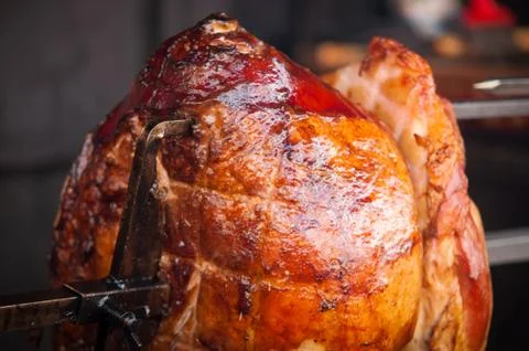 Pork meat grilled on an open fire . Stock Photos