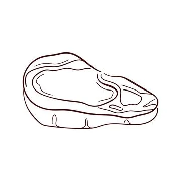 Pork meat steak in line art style. Ideal for food packaging, butcher shop, menu Stock Illustration