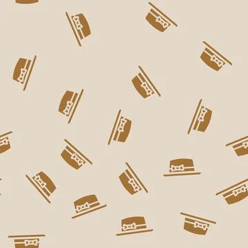 Pork pie hat cap glyph vector seamless pattern Illustrazione stock