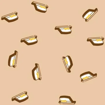 Pork pie hat cap isometric icon seamless pattern Illustrazione stock