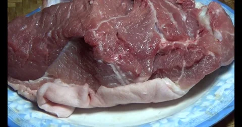 Pork on a plate Stock Footage 295571195