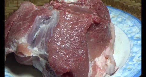 Pork on a plate Stock Footage 295571336