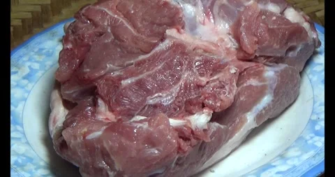 Pork on a plate Stock Footage 295571376