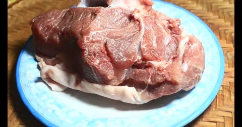 Pork on a plate Stock Footage 295571619