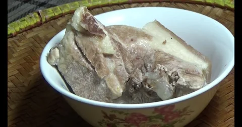 Pork on a plate Stock Footage 295571888