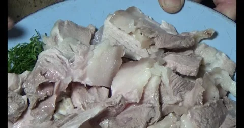 Pork on a plate Stock Footage 295572133