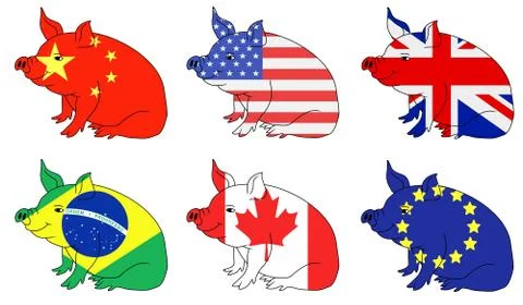 Pork producing countries Stock Illustration