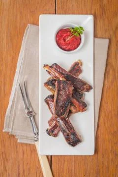 Pork Ribs with Tomatoe sauce Stock Photos