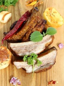 Pork ribs  with vegetables Stock Photos