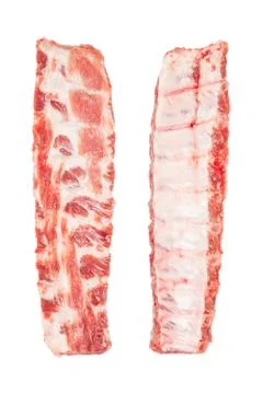 Pork Ribs On White Stock Photos