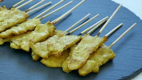 Pork Satay with peanut sauce Stock Footage 83269130