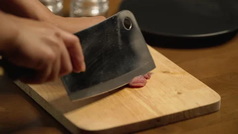 Pork slice close up shot Stock Footage 149103177